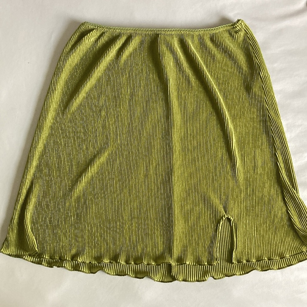 Green silky skirt
